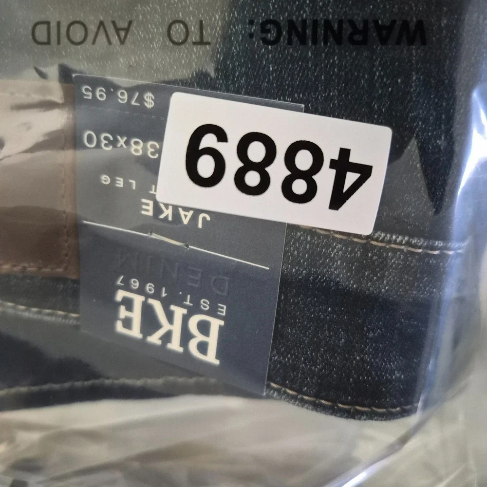 BKE Jake Straight Jeans Men's 38x30 Blue Denim Mid Rise Stretch Casual NWT